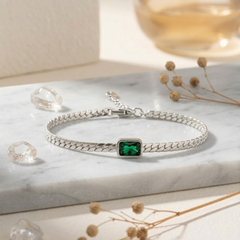 Emerald Radiance Herringbone Bracelet