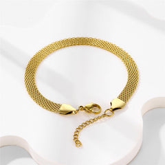 14K White Gold Plated Mesh Link Bracelet