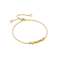 Golden Heart Bead Bracelet - Gold Plated Adjustable Charm Bracelet