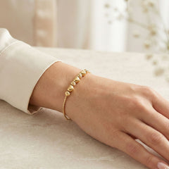 Golden Heart Bead Bracelet - Gold Plated Adjustable Charm Bracelet