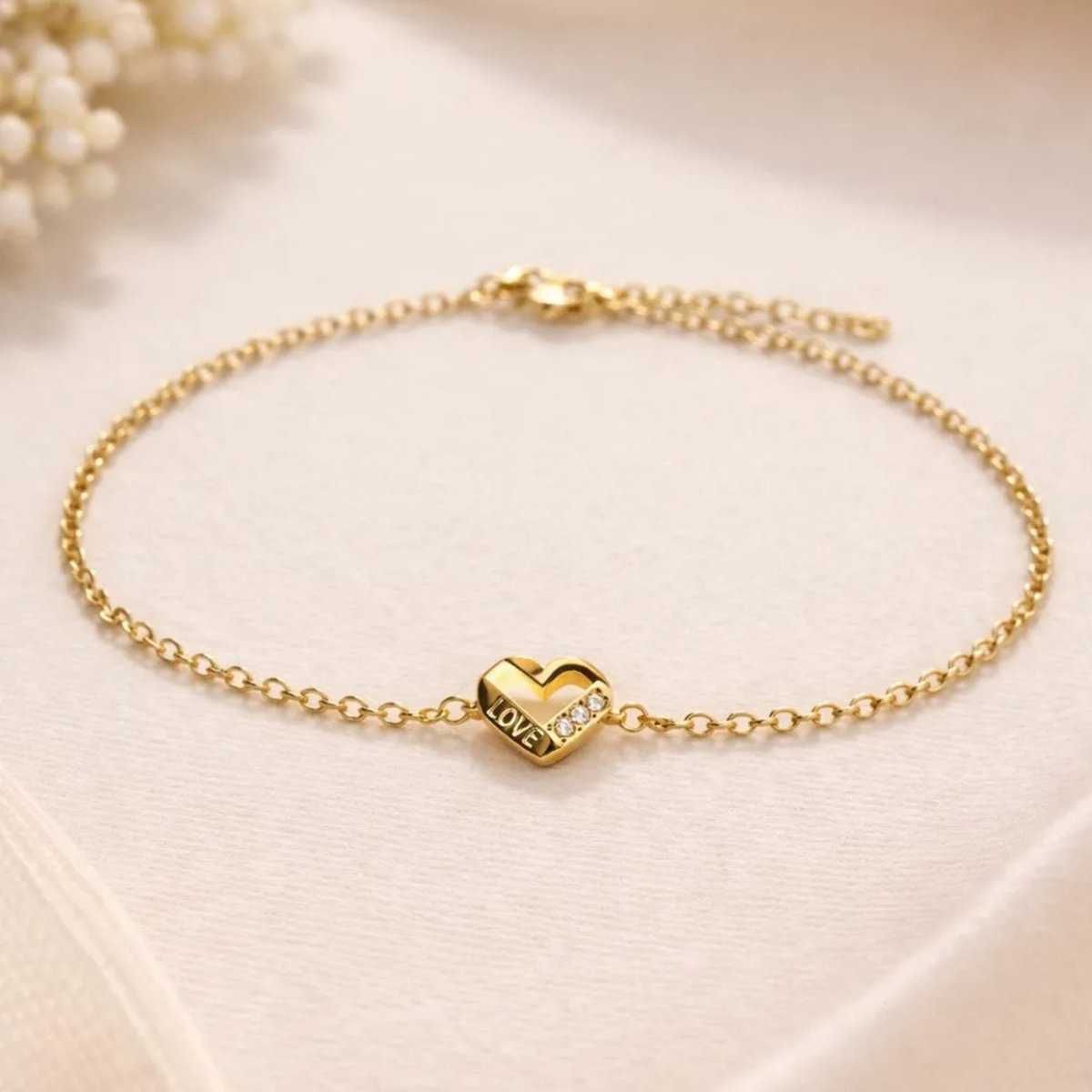 Love Knot Gold-Plated Heart Bracelet