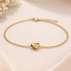 Love Knot Gold-Plated Heart Bracelet